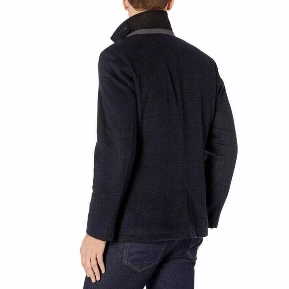 Hart Schaffner Marx Forrester Wool Blend Coat M Mens Navy Plaid - Picture 6 of 14